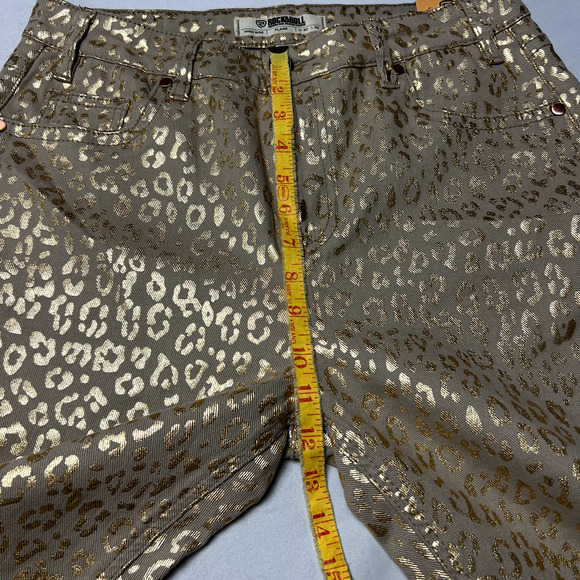 Rock & Roll Denim Ladies 30x30 Metallic Gold Cheetah High Rise Flare Disco Jeans - Picture 10 of 14